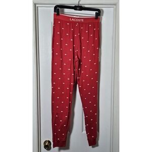 Lacoste Sleepwear Men's Red All Over Logo Waistband Lounge Pants Size XS